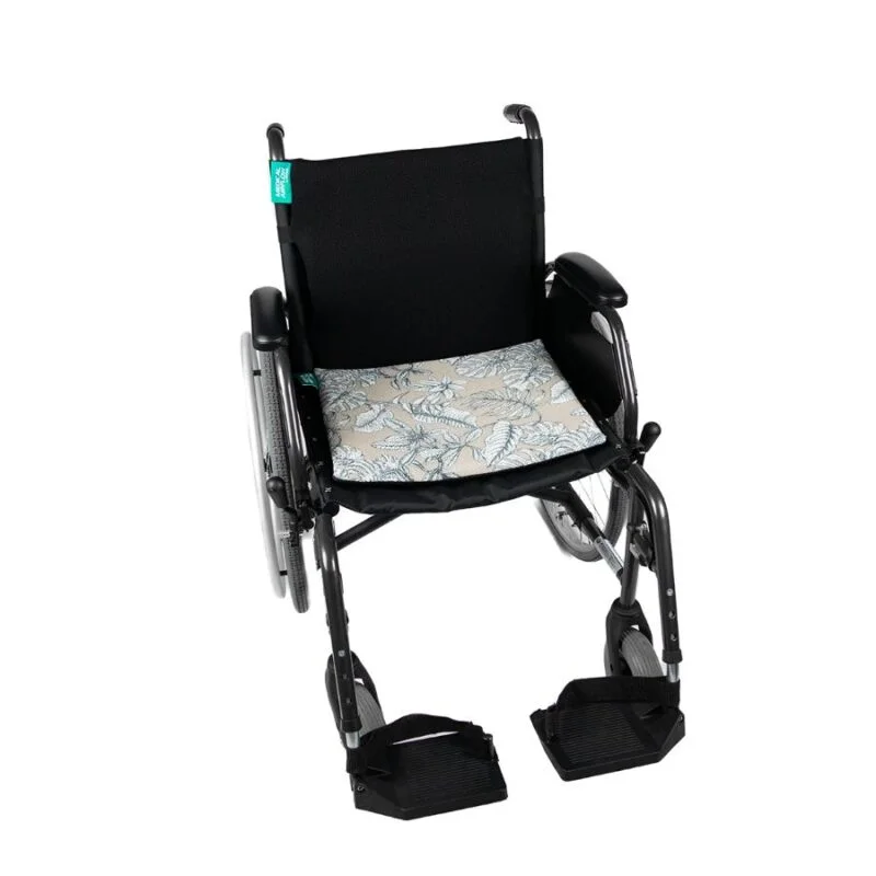 Poduszka wózka inwalidzkiego 45x40 cm AIRFLOW beżowa w tropikalne liście