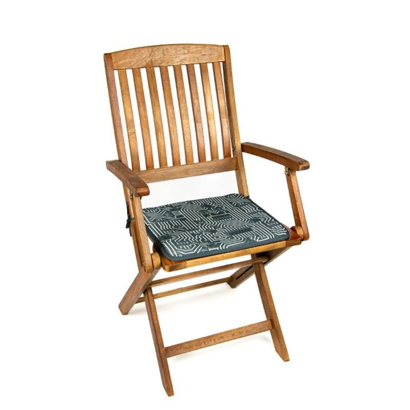 Poduszka na krzesło biurowe lub ogrodowe 40x40 - wzór grafitowy układ scalony