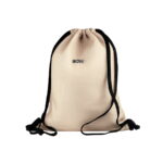 Beżowy worek na buty dla dziewczynki z czarnymi sznurkami