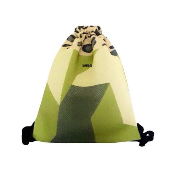Worek plecak sportowy dla dziewczynki w odcieniach zieleni i zdobieniem w cętki lamparta - z czarnymi sznurkami