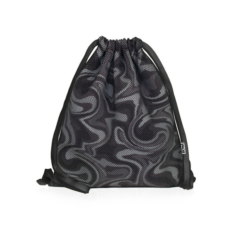 Worek plecak czarny na buty sportowy z kieszonką o wymiarach 35x42 cm - wzór czarna mozaika