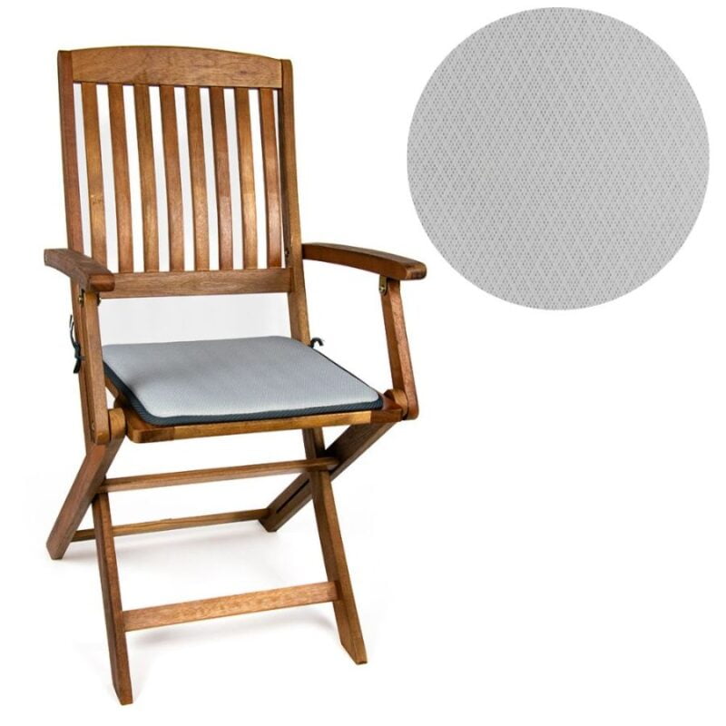 Szara poduszka na krzesło z troczkami do ogrodu 40x40 szara