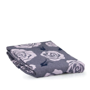 Narzuta na łóżko 150x220 w odcieniu fioletowym w jasne róże