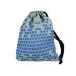 Workoplecak w niebieskie plastry miodu do szkoły z kieszonką o wymiarach 35x42 cm i czarnymi sznurkami