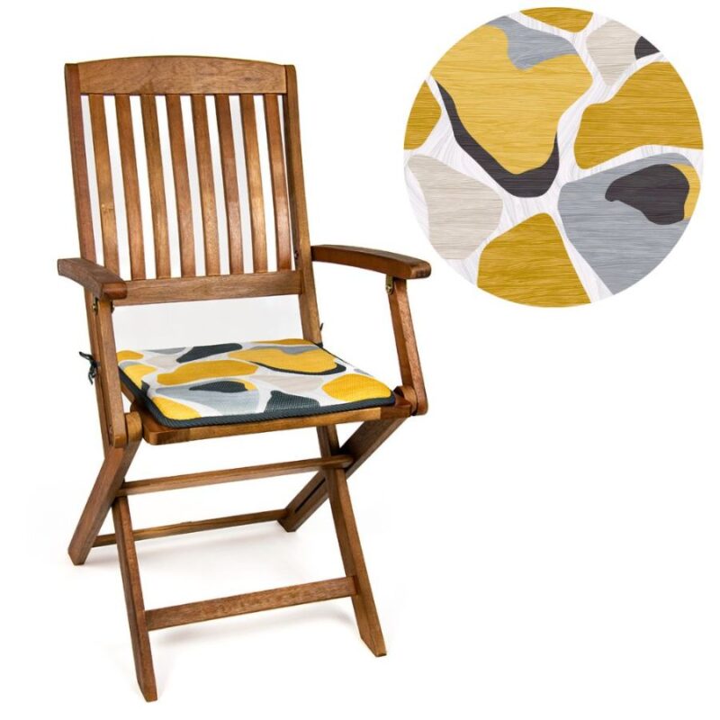 Poduszka do salonu z troczkami na krzesło 40x40 - żółta w kamienie