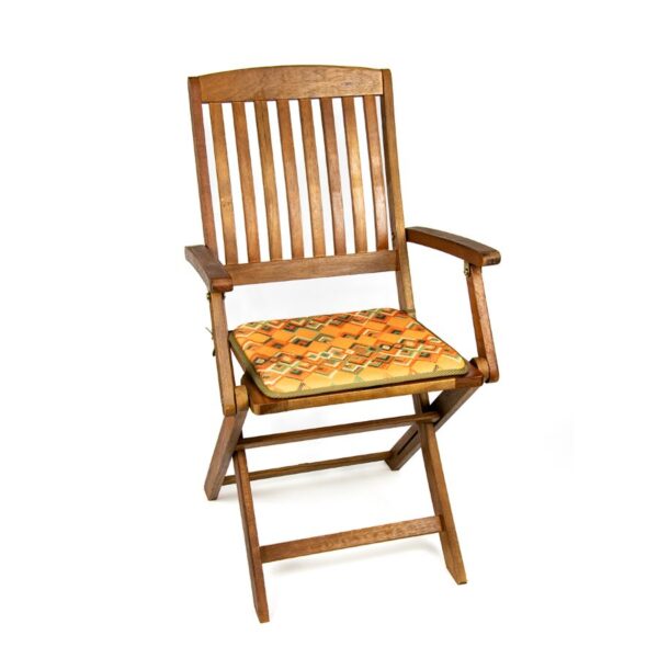 Wodoodporna poduszka na krzesło i meble ogrodowe 40x40 pomarańczowa we wzór etno