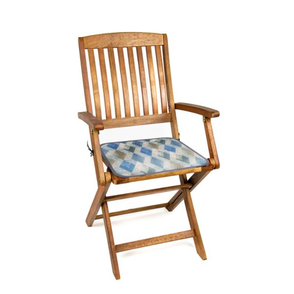 Wodoodporna poduszka na krzesło i meble ogrodowe 40x40 niebieska w romby
