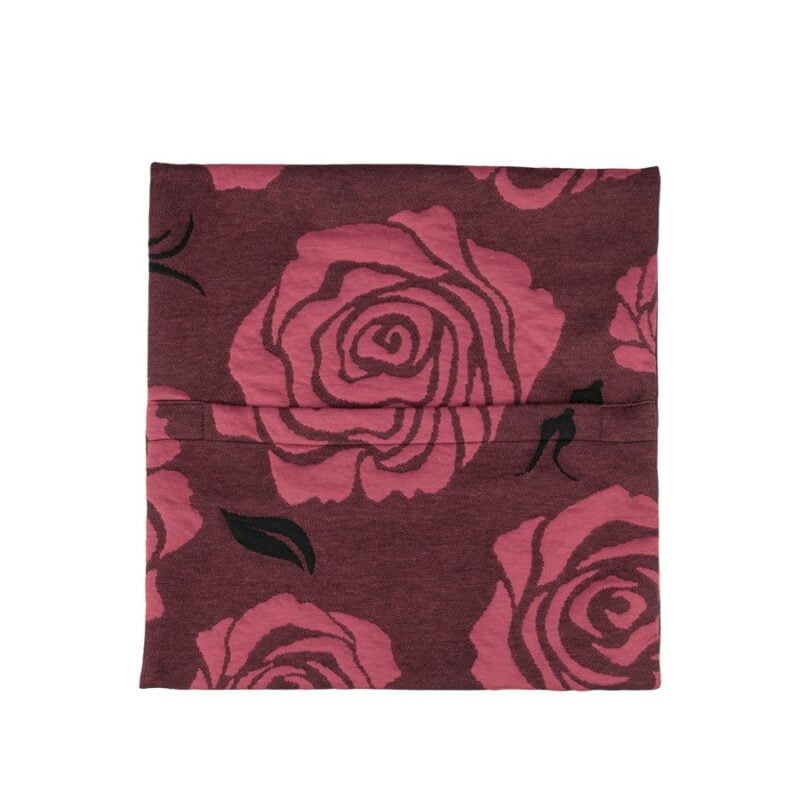Romantyczna czerwone poszewka na poduszkę dekoracyjną 40x40 w róże - tył