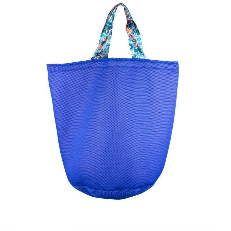 Niebieska torba na zakupy z okrągłym spodem 60x49 cm