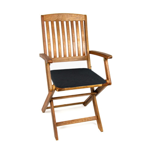 Czarna poduszka na krzesło z troczkami do salonu 40x40