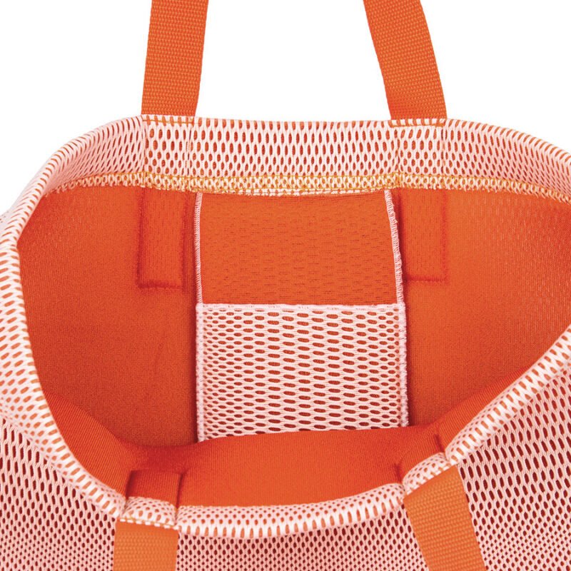 Damska torba shopper na zakupy w kolorze pomarańczowym - zbliżenie na kieszonkę