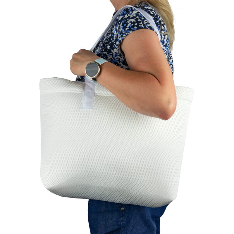 Designerska torba plażowa biała z białymi rączkami 45x33 cm