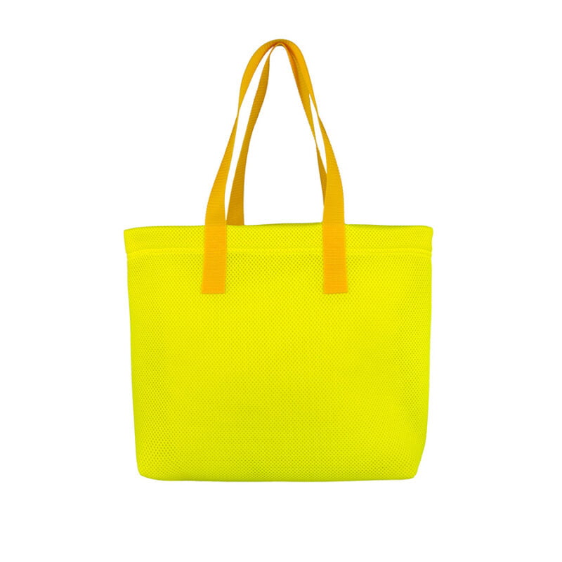 Torba damska shopper na zakupy lub na plażę w kolorze żółtym z pomarańczowymi rączkami